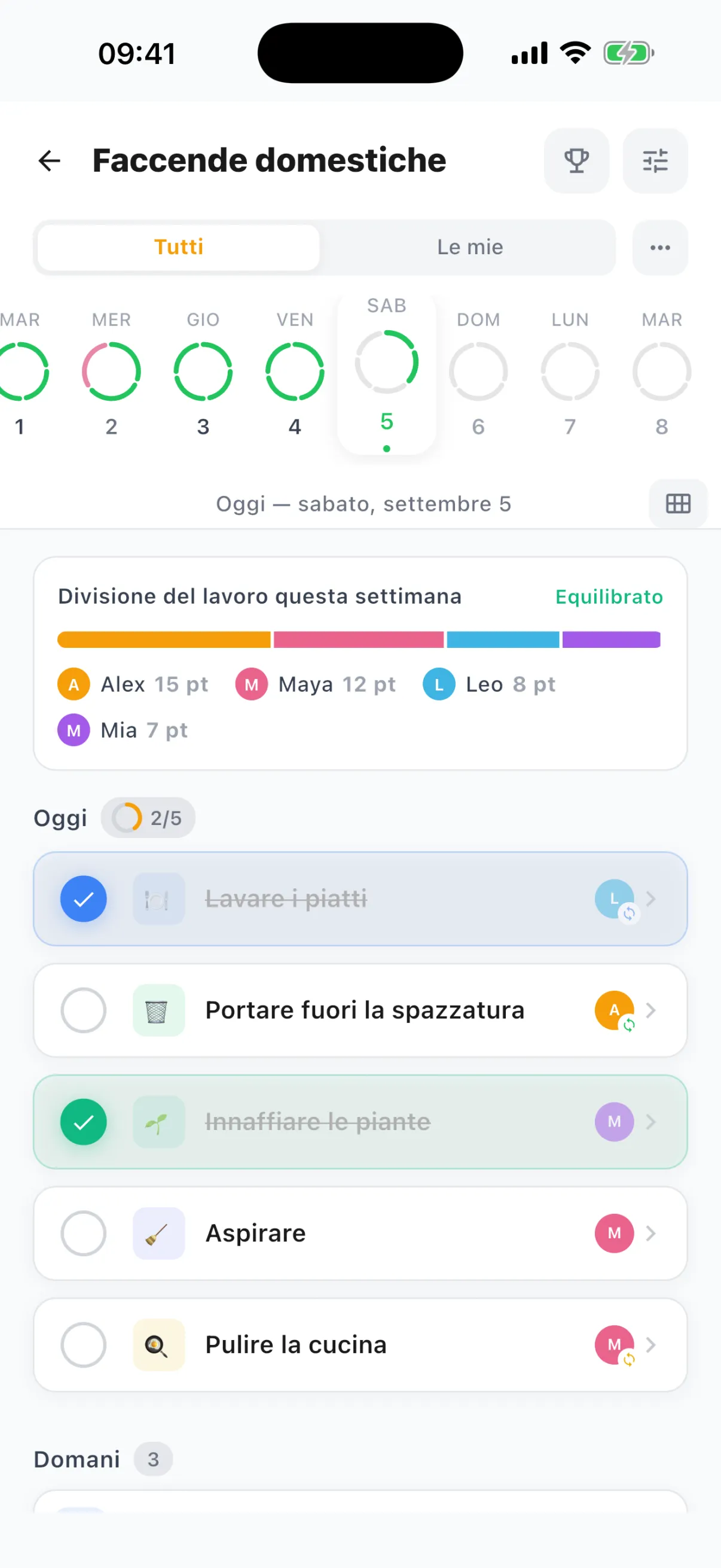 Schermata dell'app