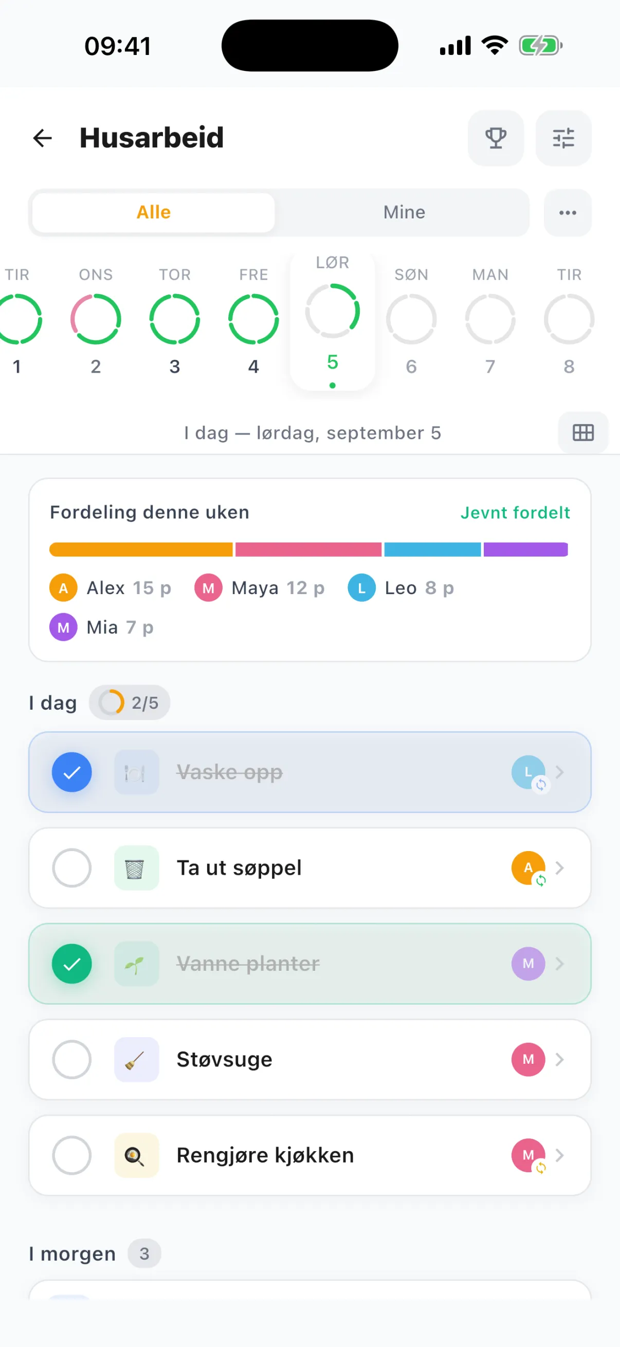 Skjermbilde fra appen