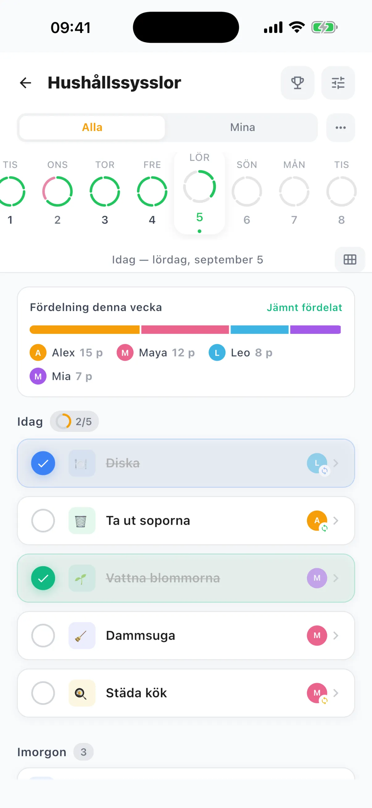 Skärmbild från appen