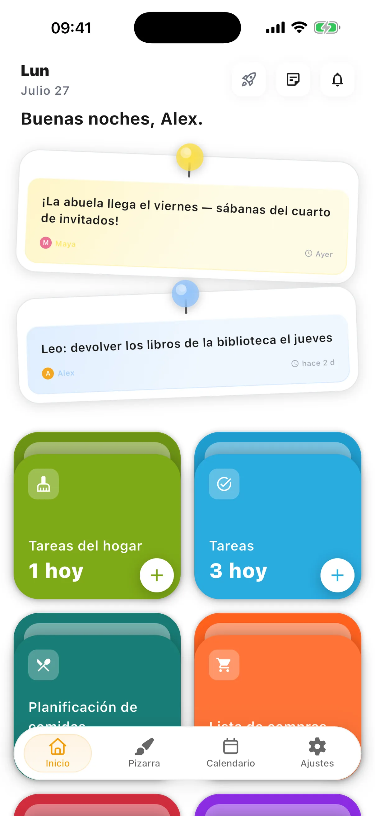 Pantalla de la app